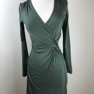 Max Studio Faux Wrap Dress Deep Green Color
